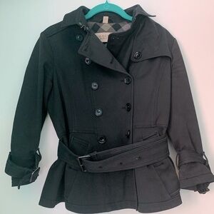 Burberry Brit Women's Black Peplum Cropped Sleeve Trench Coat